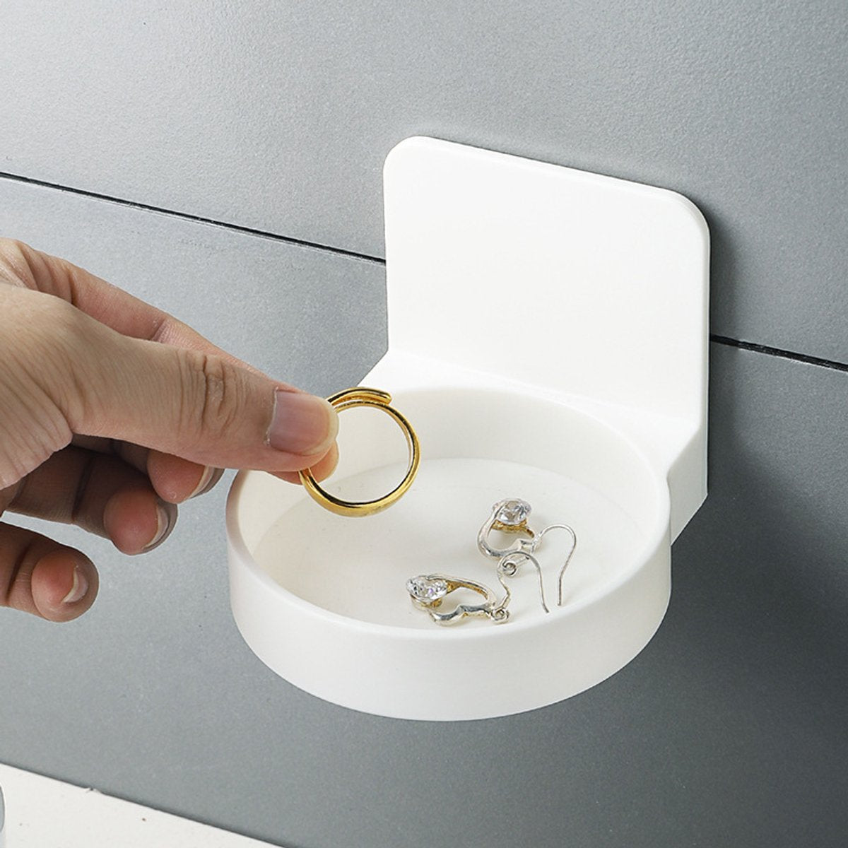 Cup holder - 2 pieces - Cup holder Bathroom - Wall mounted - Self-adhesive - Bathroom shelf - Bathroom rack - White - For placing soap dispensers, mouthwash cups, spice bottles, etc.