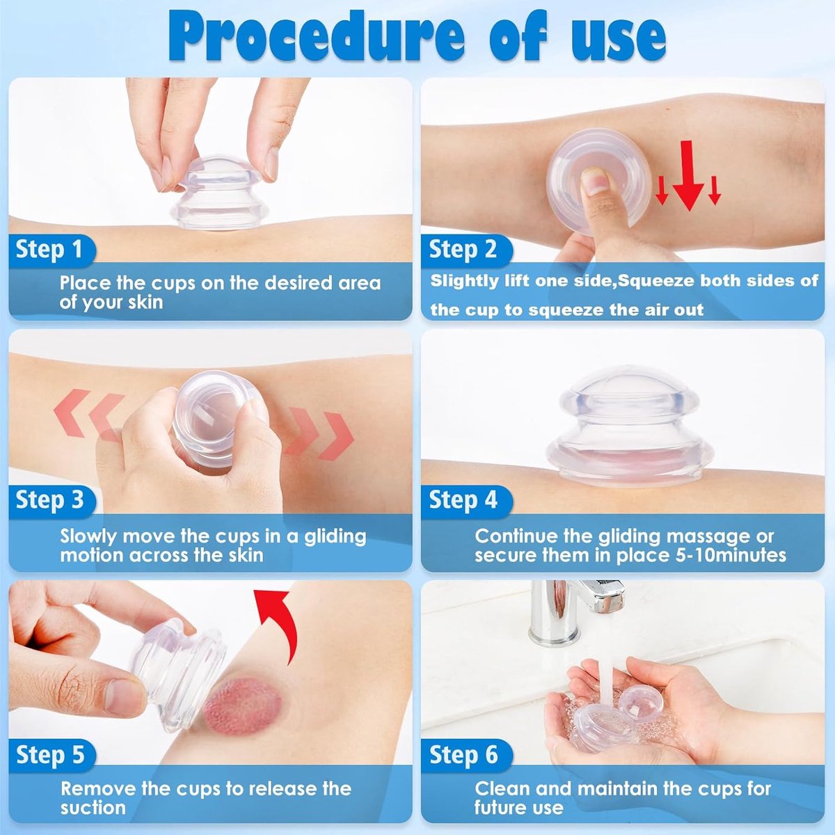 4-piece Cupping cup - Cupping cups - silicone cups - Cupping Set - Cupping For Cellulite - vacuum cup - For reducing cellulite anti-aging relieves pain and joints for buttocks, neck, body - black