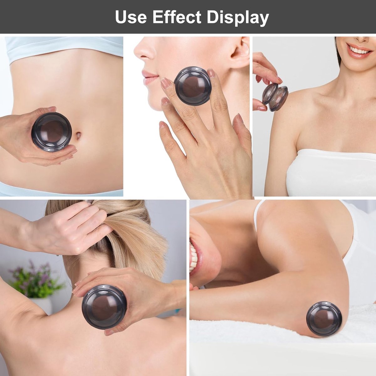 4-piece Cupping cup - Cupping cups - silicone cups - Cupping Set - Cupping For Cellulite - vacuum cup - For reducing cellulite anti-aging relieves pain and joints for buttocks, neck, body - black