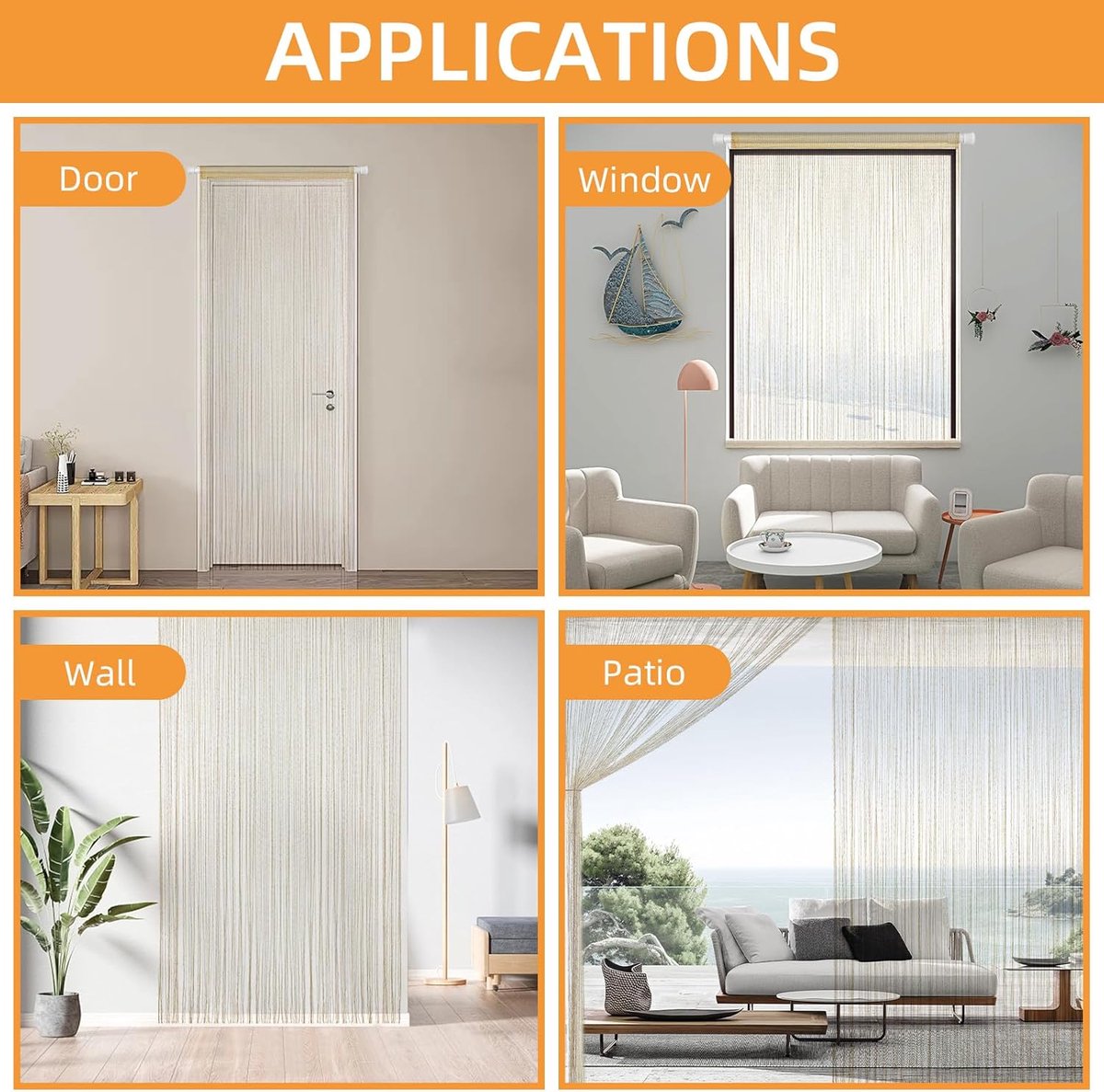 Fly screen curtain - Door curtain - Glitter mosquito net - Anti-fly door curtain - 100 x 200 cm - With gold thread - Polyester - Gold - Decorative curtain - Mosquito net