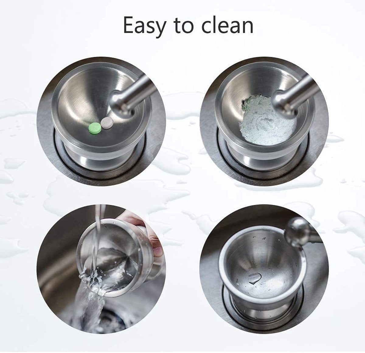 Mortar and Pestle - Stainless Steel Mortar and Pestle, Food Safe Pestle and Mortar Stainless Steel, Diameter 8.5 cm - Herb Grinder - Spice Grinder - With Lid