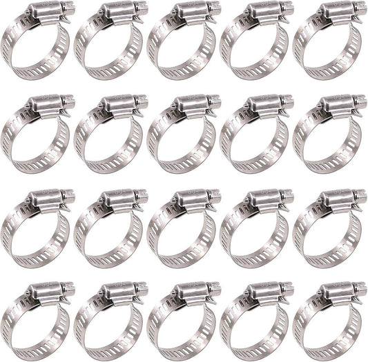 20 pieces - Hose clamp set - hose clamps - 10-16 mm - Clamp set for the garden hose, drain hose or shower hose - silver - stainless steel