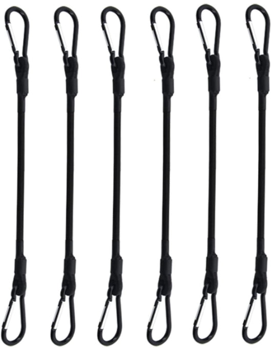 pieces - Elastic with carabiner - Rope Length 30 CM - black - Rope Diameter 6MM - Polypropylene yarn + latex silk - For securing sails, luggage, tents and bicycles