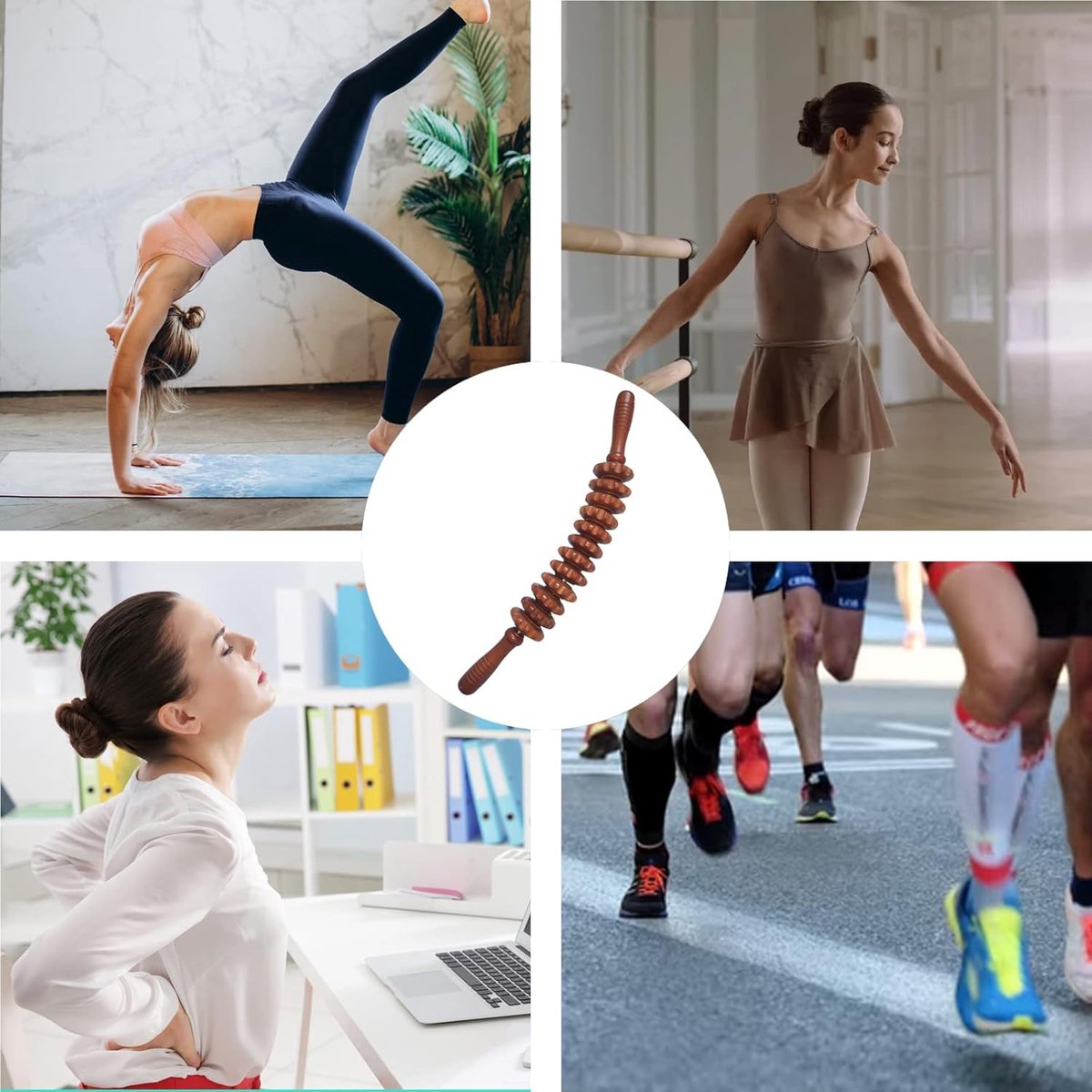 Massage - Massage Device - Massage Stick - Brown - Anti Cellulite Massage Roller Tool - Full Body Massager - Relieve Fatigue