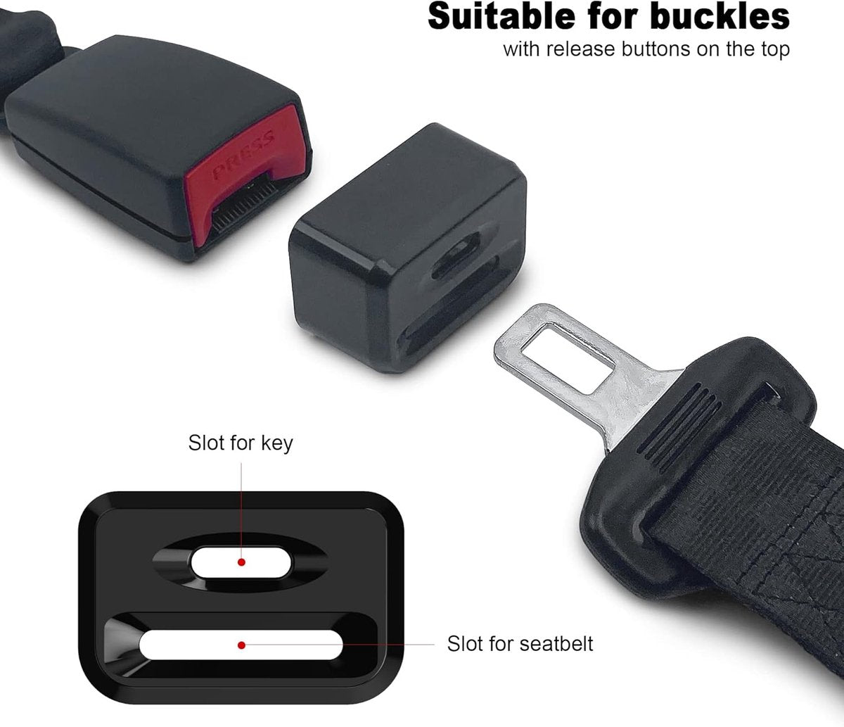Seat belt buckle - 2 pieces - To lock the seat belt buckle - Seat belt protector child - Universal - Seat belt cover child - Black