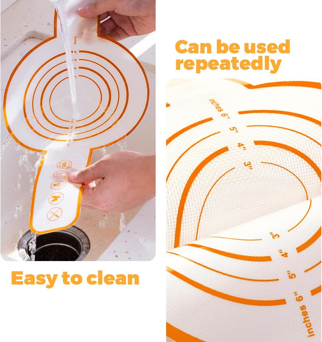 2 Pieces Oven Baking Mat - Bread Sling - Multifunctional - Silicone - Sling Baking Mat with Long Handle - Bread Baking Mat - Reusable Oven Liner with Long Handles - Suitable for air fryer, oven and microwave - 52.5×21.5×0.04cm