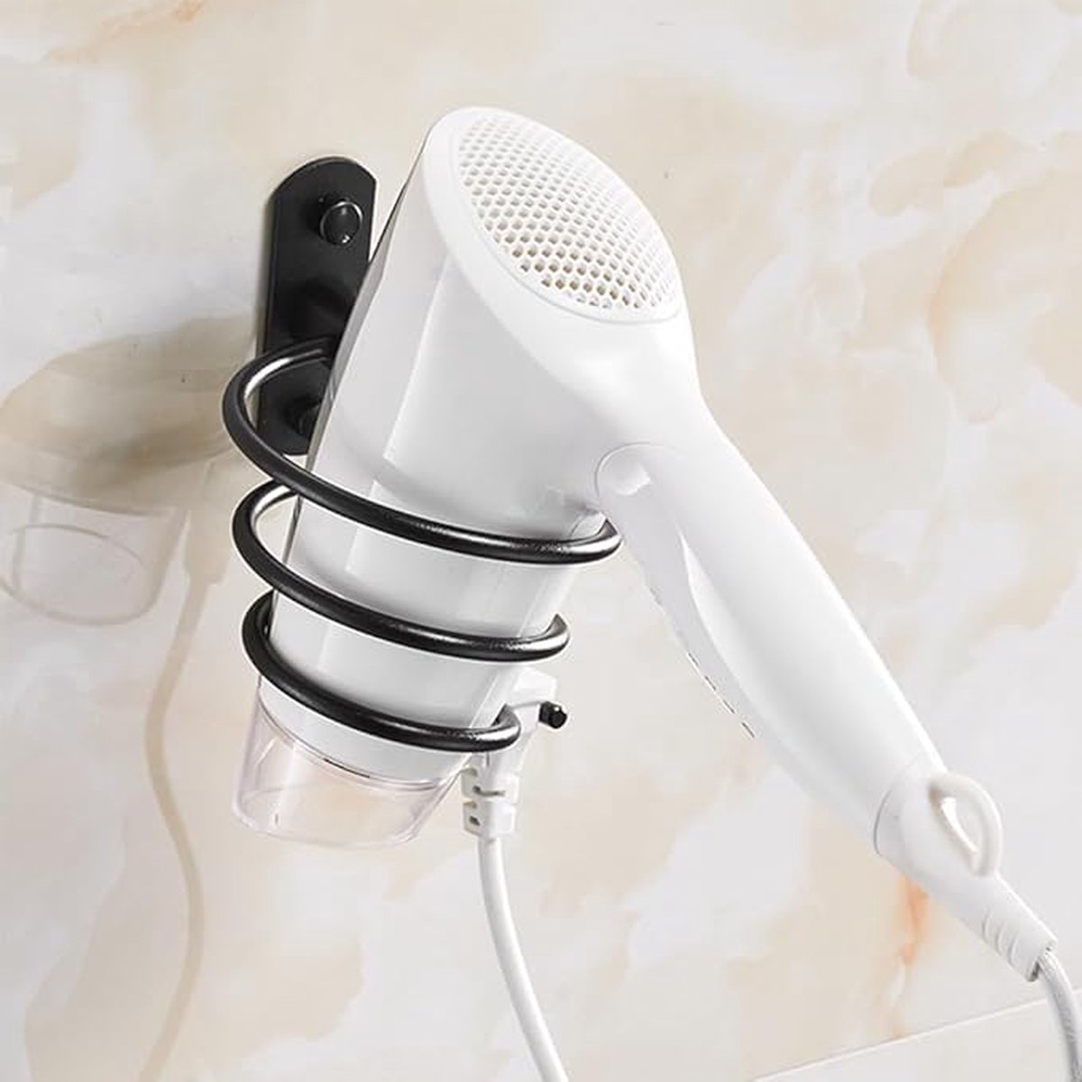 Hairdryer holder - Hairdryer holder - Hairdryer holder - Black - Aluminum - Wall mount - Universal - 120*95*95mm
