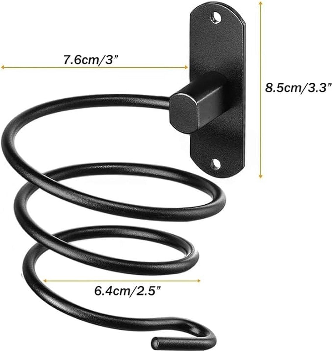 Hairdryer holder - Hairdryer holder - Hairdryer holder - Black - Aluminum - Wall mount - Universal - 120*95*95mm