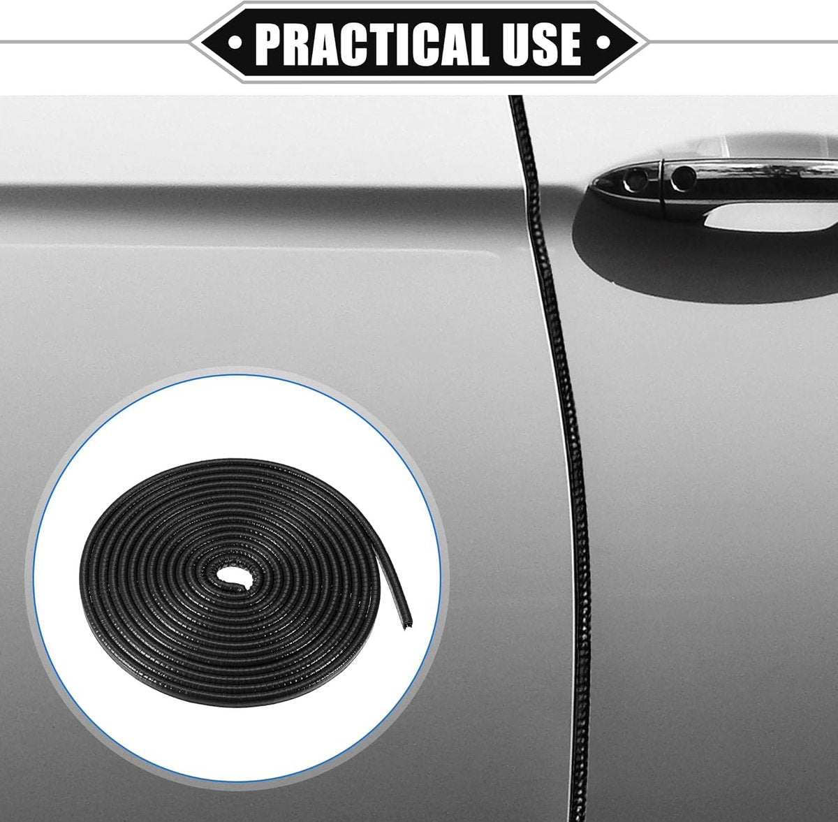 Car Bumper Door Strips Protectors - Bumper Strips for Car - Car Door Protectors - Bumper Strips - Protect your car door from scratches and bumps - black - 5M - rubber seal