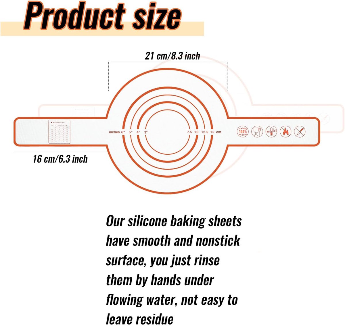 3 Pieces Oven Baking Mat - Bread Sling - Multifunctional - Silicone - Sling Baking Mat with Long Handle - Bread Baking Mat - Reusableh Oven Liner with Long Handles - Suitable for air fryer, oven and microwave - 52.5×21.5×0.07cm