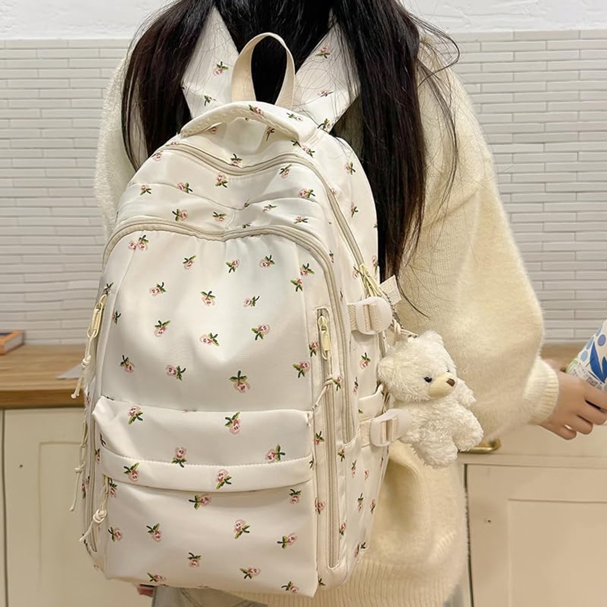 Backpack - School Bag - Backpack - Girl Backpack - School Backpack - School Bag - Tablet Backpack - 20 Liters - Roses