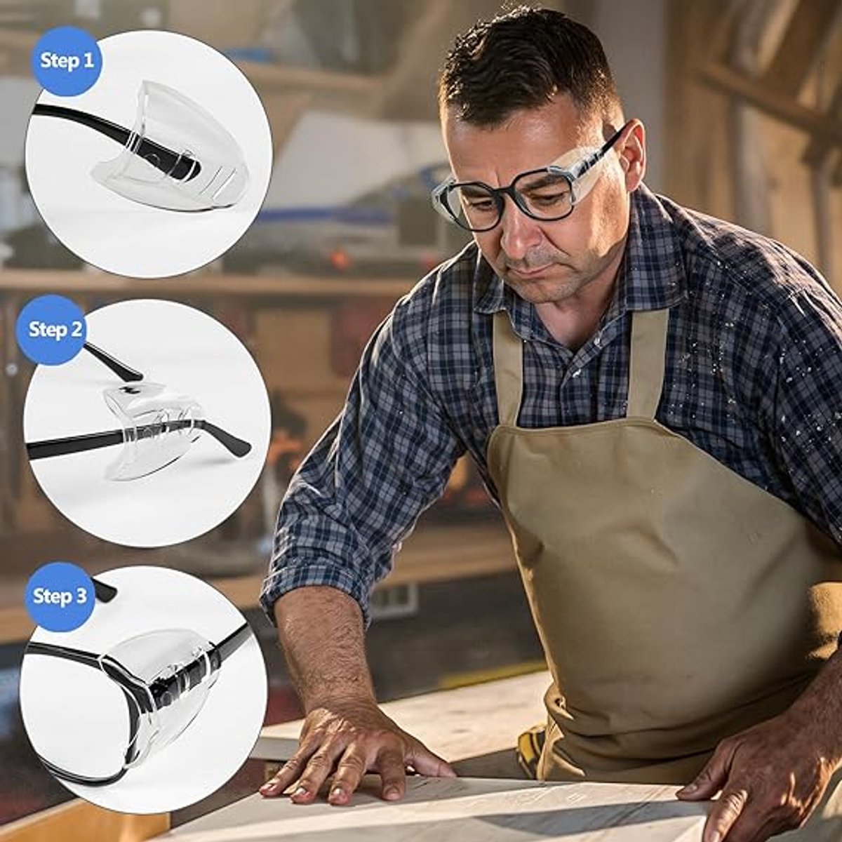 pieces - Side shield protection - side shields - Eye protection - with left and right signs - for small medium glasses - universal - 4.5*5 cm - transparent - plastic - Glasses accessories