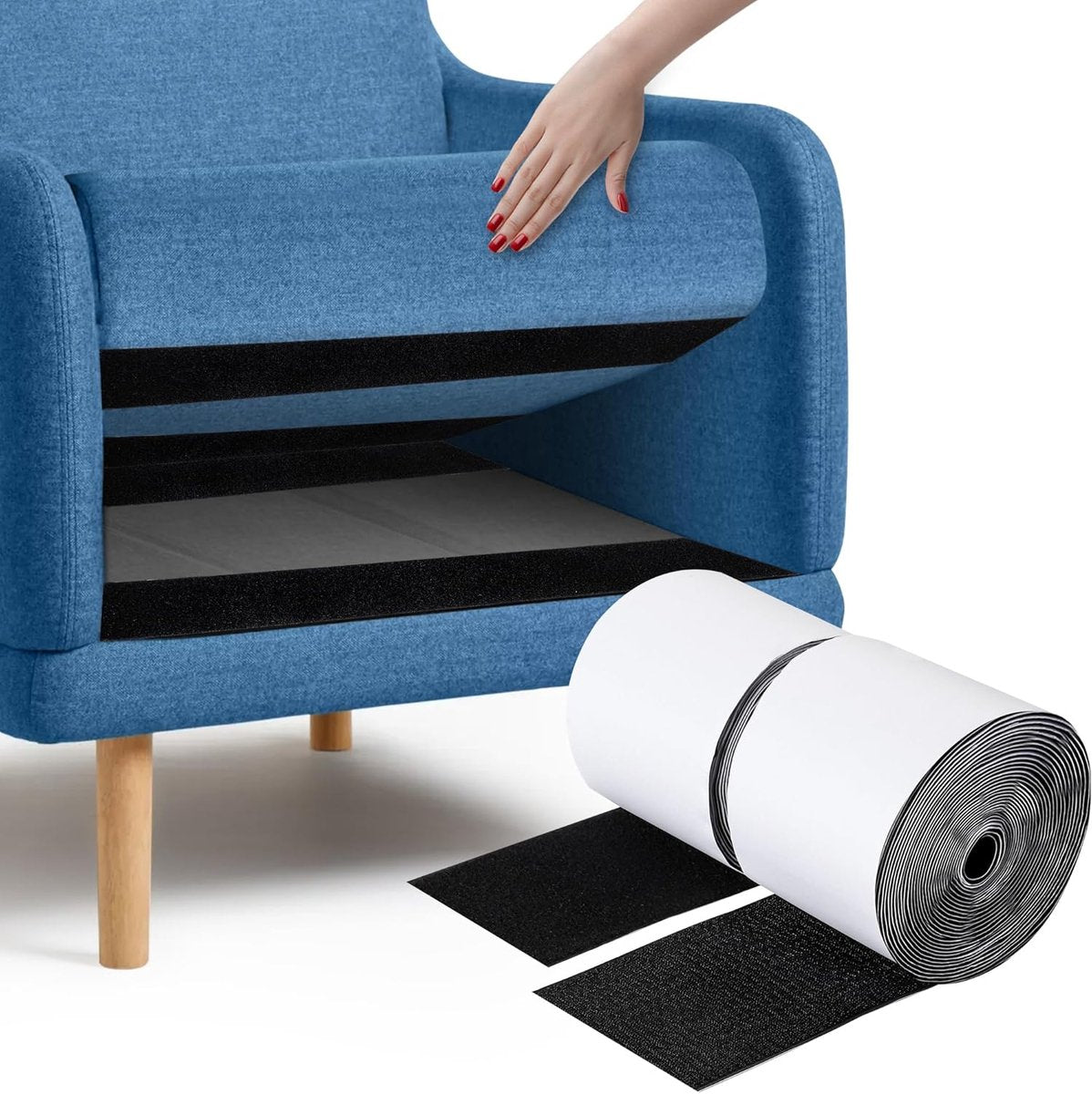 Self-adhesive hook and loop tape 5 meters - hook and loop tape - Black - Strong double-sided self-adhesive tapes - Black - 5m*10cm - Grip tape - Hook and loop tape