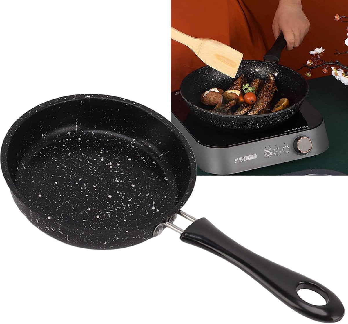 Frying pan - Ø 12cm - Skillet - iron - black - even conduction - Non-stick - Ergonomic handle - for various heat sources