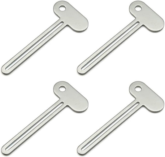 Toothpaste Squeezer - 4 pieces - Tube Squeezer - Stainless steel - silver - key-shaped - Environmentally friendly - Ergonomic design - Suitable for toothpaste, creams, gels