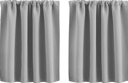 2 pieces - Curtain - Small window curtains - for bedroom kitchen cupboard child basement camper curtains - 76*60cm - Light gray - Blackout curtain - Polyester