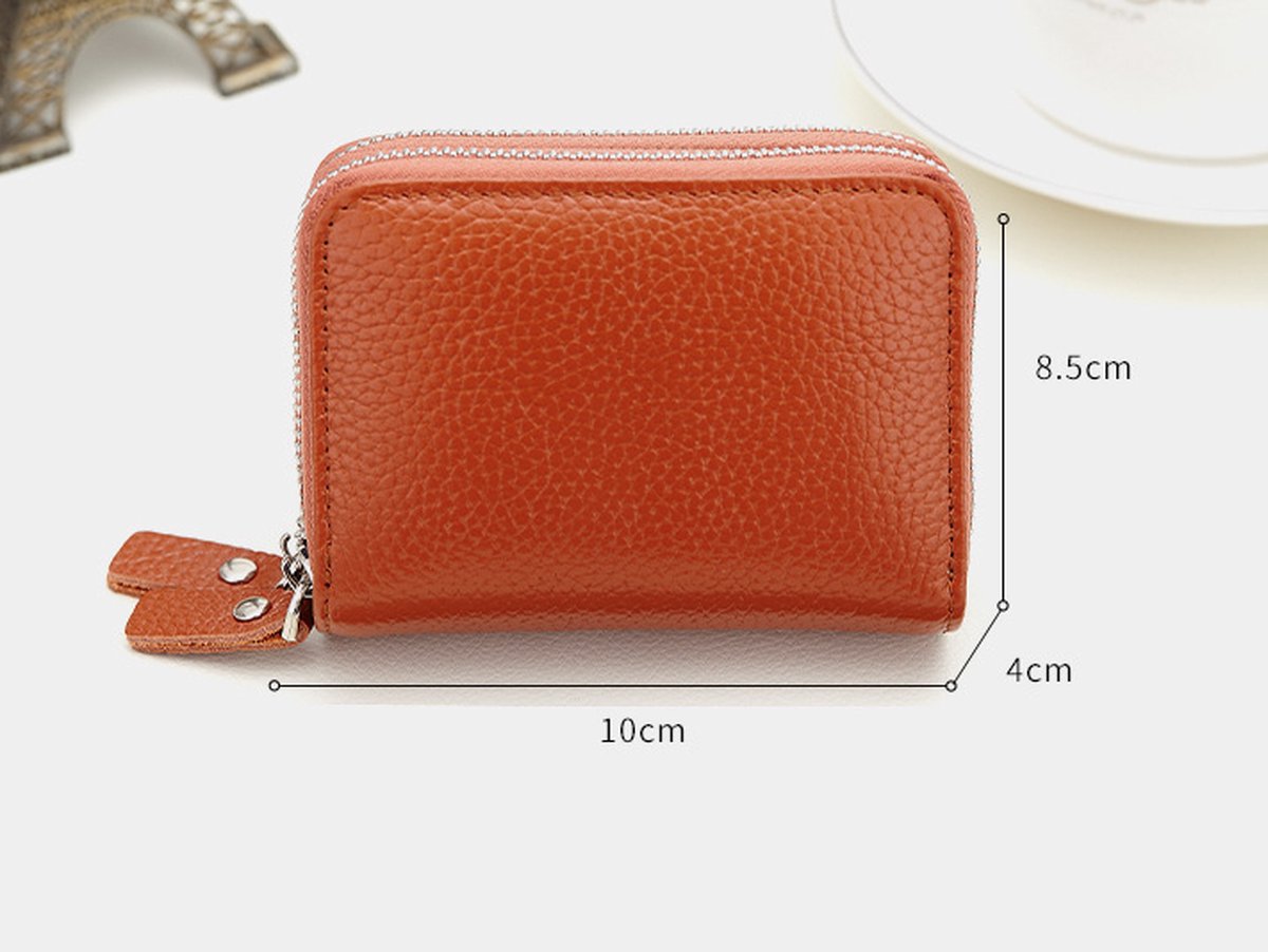 Wallet - RFID Credit Card Holder - Card Holder - Card Holder - 10 Cards with Zipper - Leather - Black - RFID Protection - Gift - 10*8.5*4cm