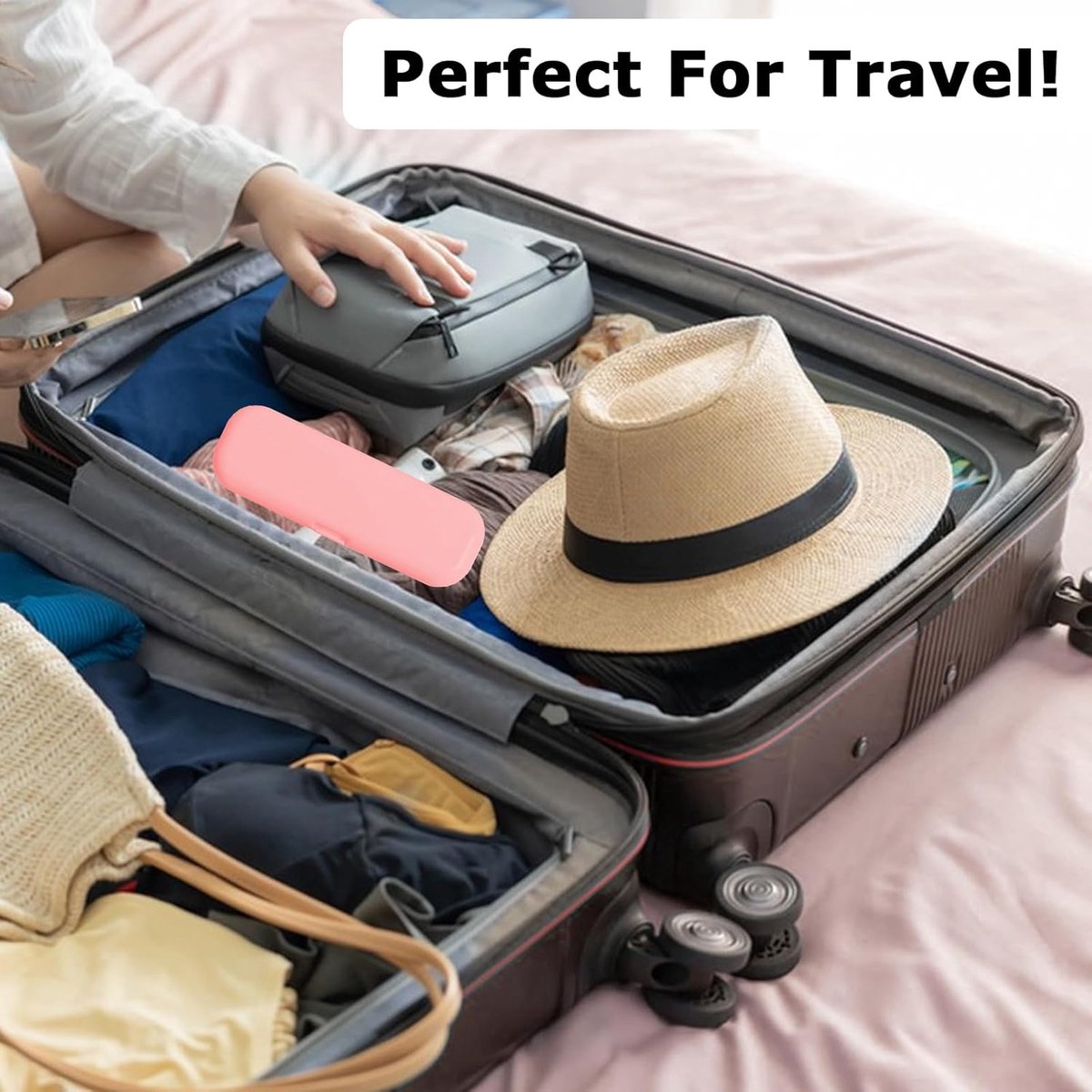 Travel Case Electric Toothbrush - 3 Pieces - Toothbrush Case - Universal - Storage Box - Toothbrush Case - Toothbrush Holder - Storage - Take Along - Pink/White/Black - 22.5*7*4 cm
