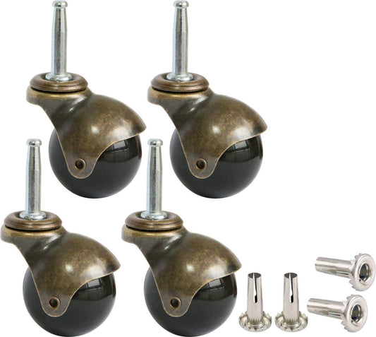 Set of 4 Furniture castors - transport castors - 50mm - Swivel castor - 30kg Load capacity - Height 64mm