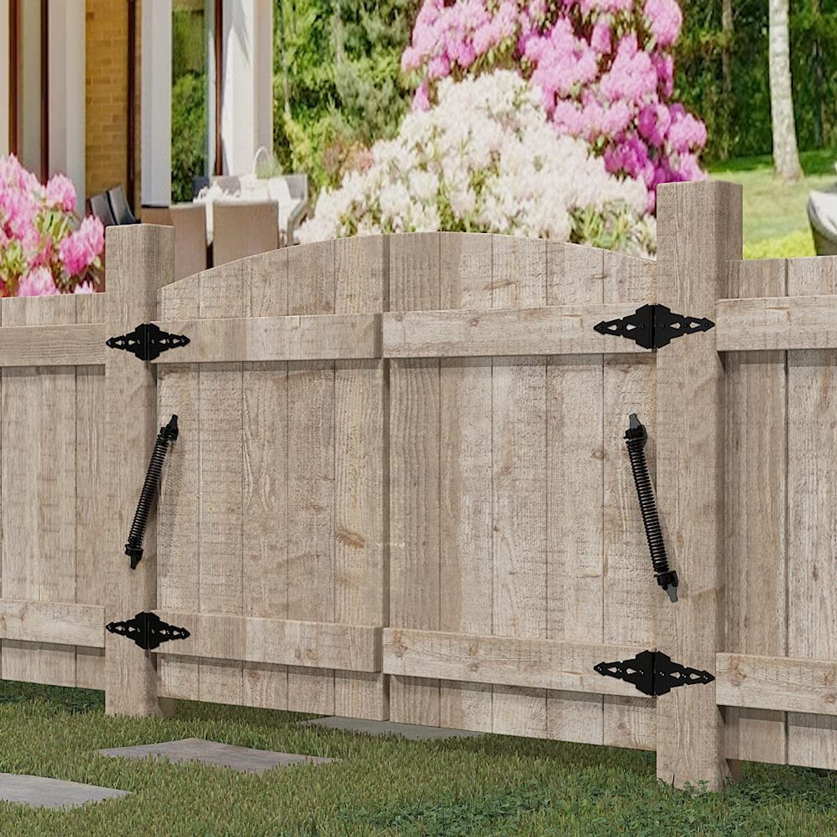 Door closers - Door spring - Gate spring - Gate spring - 36cm - Outdoor door closer - Gate latches - Garden gate spring - Black - Carbon steel - For wooden fences door