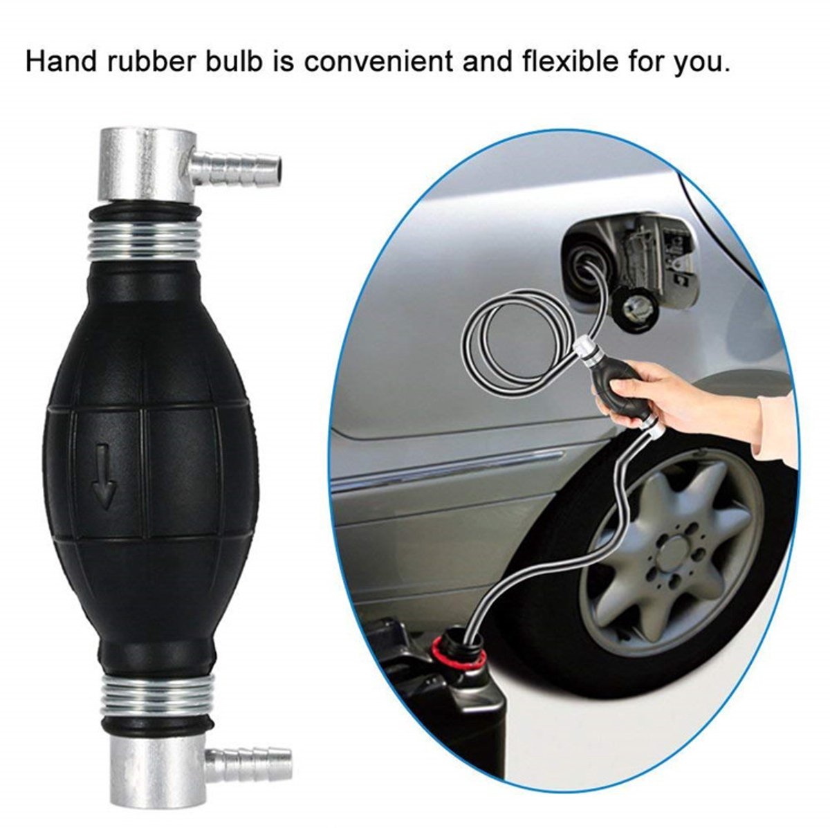 Siphon pump - Hand pump - Oil pump - Siphon pump - Fuel - One-way valve - For boat engine, camper, tractor, motorhome - Black - No hose