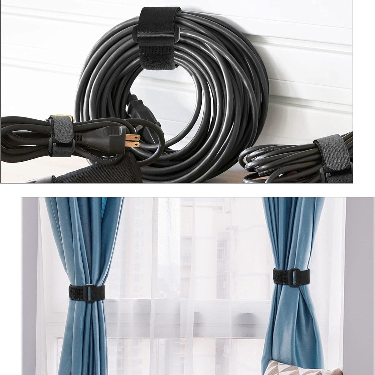 Cable organizer - 40 pieces - 200 x 2 mm - Black - Nylon - Velcro - Cable ties - Tie-wraps - Cable management - Cable ties Velcro - Cable holder - With plastic buckle - Adjustable