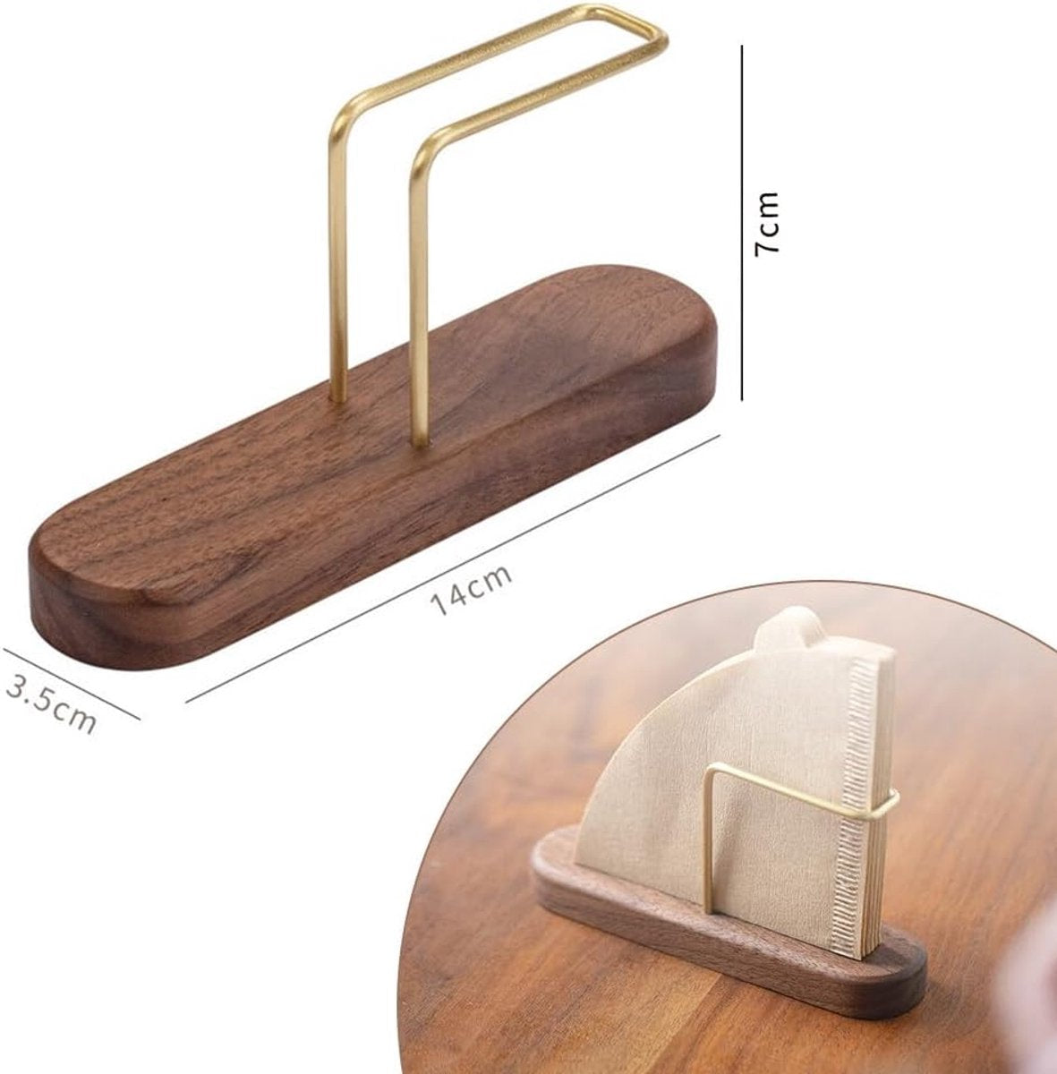 Coffee filter holder - Universal - Filter bag holder - Paper filter holder coffee filter holder - Filter coffee - Coffee accessories - Simple & Durable - 7 x 14 x 3.5 cm - Wood