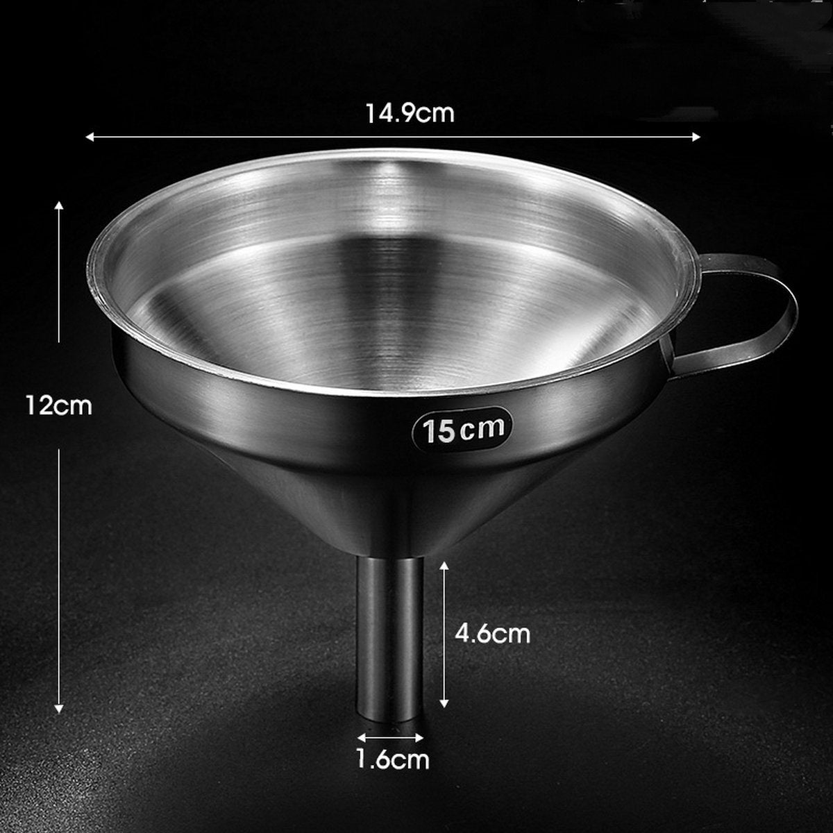 Funnel - Kitchen Funnels - Metal Filling Funnel - Filling Funnel - High Quality Funnel - Stainless Steel - Ø15 cm - Silver