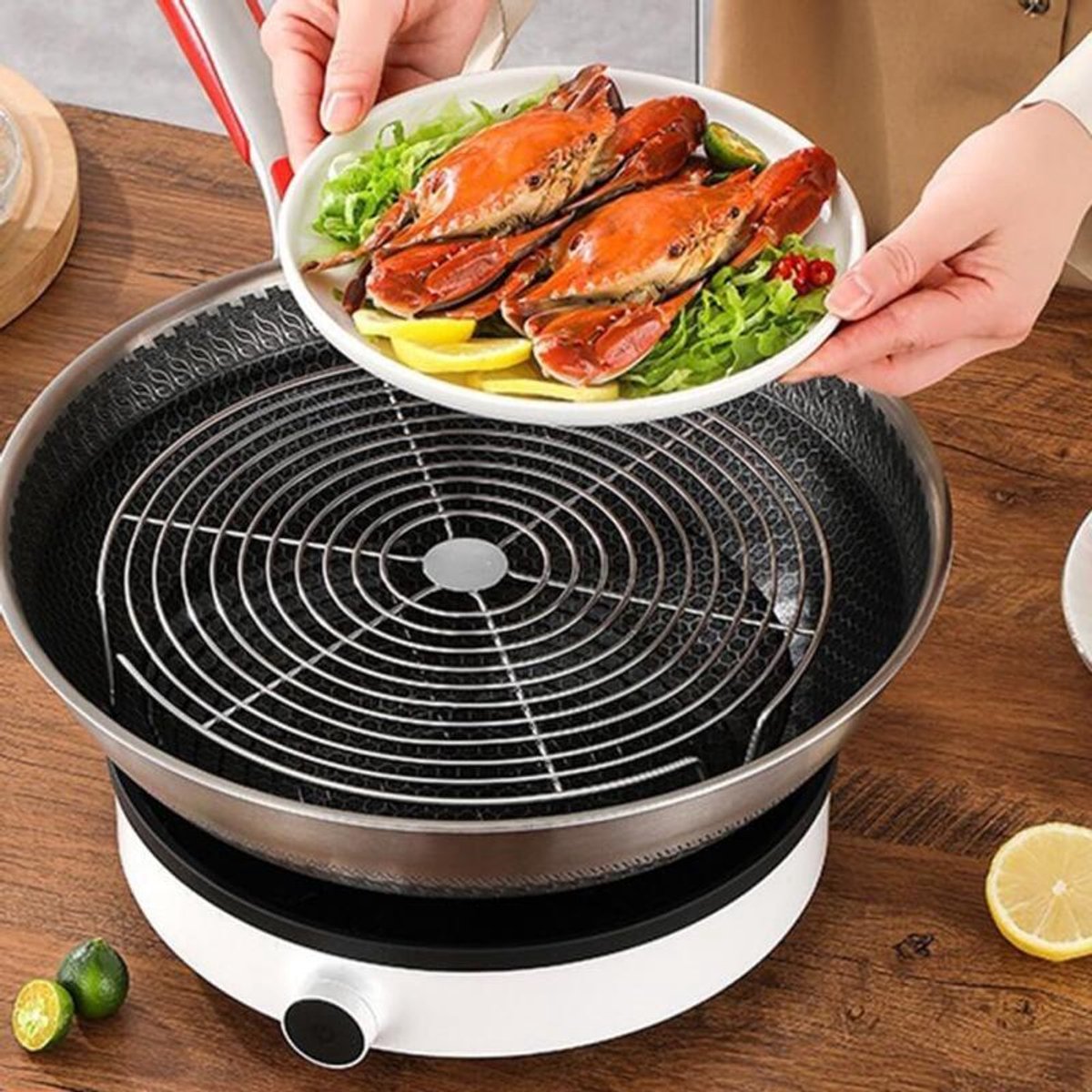 Oven Rack - Steam Rack - Stainless Steel - Microwave Rack - Round - Grill Cooling Rack - Multifunctional Cooking Steam Stand - Microwave Rack Round - Oven Rack - Universal - Suitable for cooking, baking and roasting - 16cm - Silver