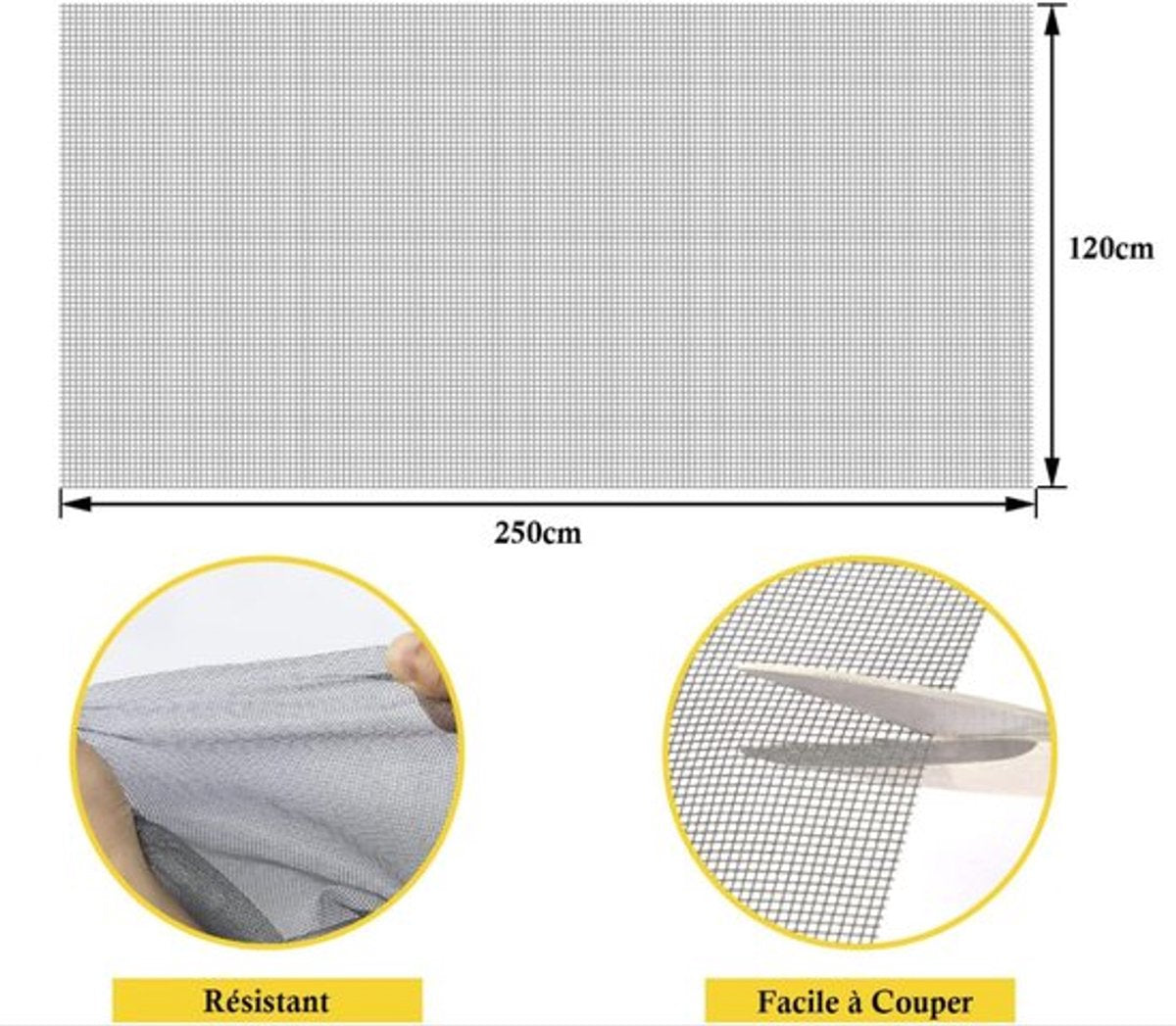 piece - Window screen 120 x 250 cm - Black - Mesh - Universal Window Screen - Custom-made screen mesh - Make your own screen - Anti-mosquito - Insect screen - Door screen