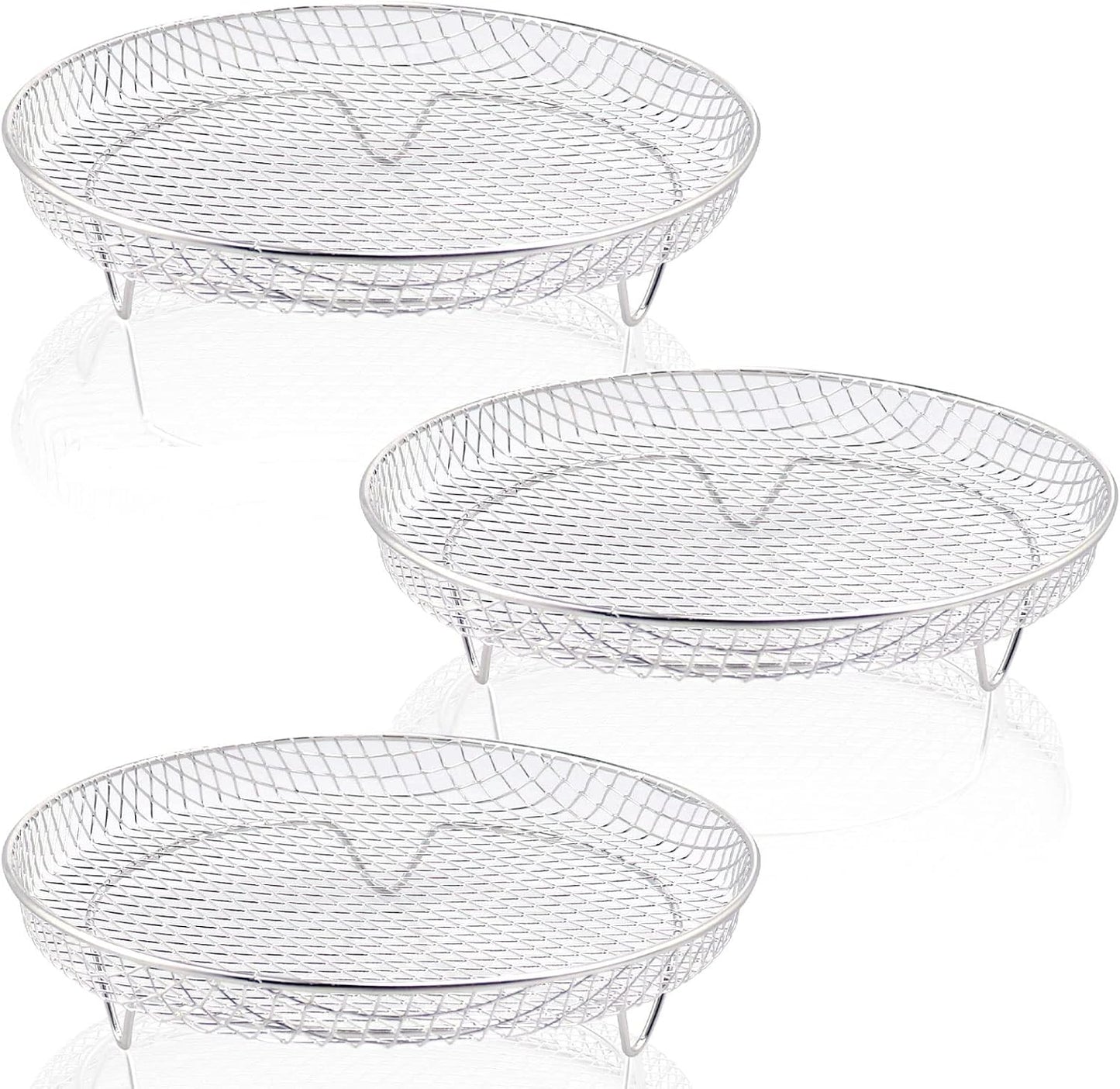 Multi-layer air fryer rack (3 round layers) - Air fryer baking pan - Air fryer grid - 304 stainless steel - Safe to use in air fryers, steam ovens, regular ovens and dishwashers