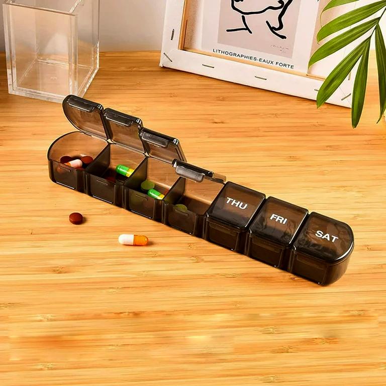 Week Medicine Dispenser with Large Compartments Black