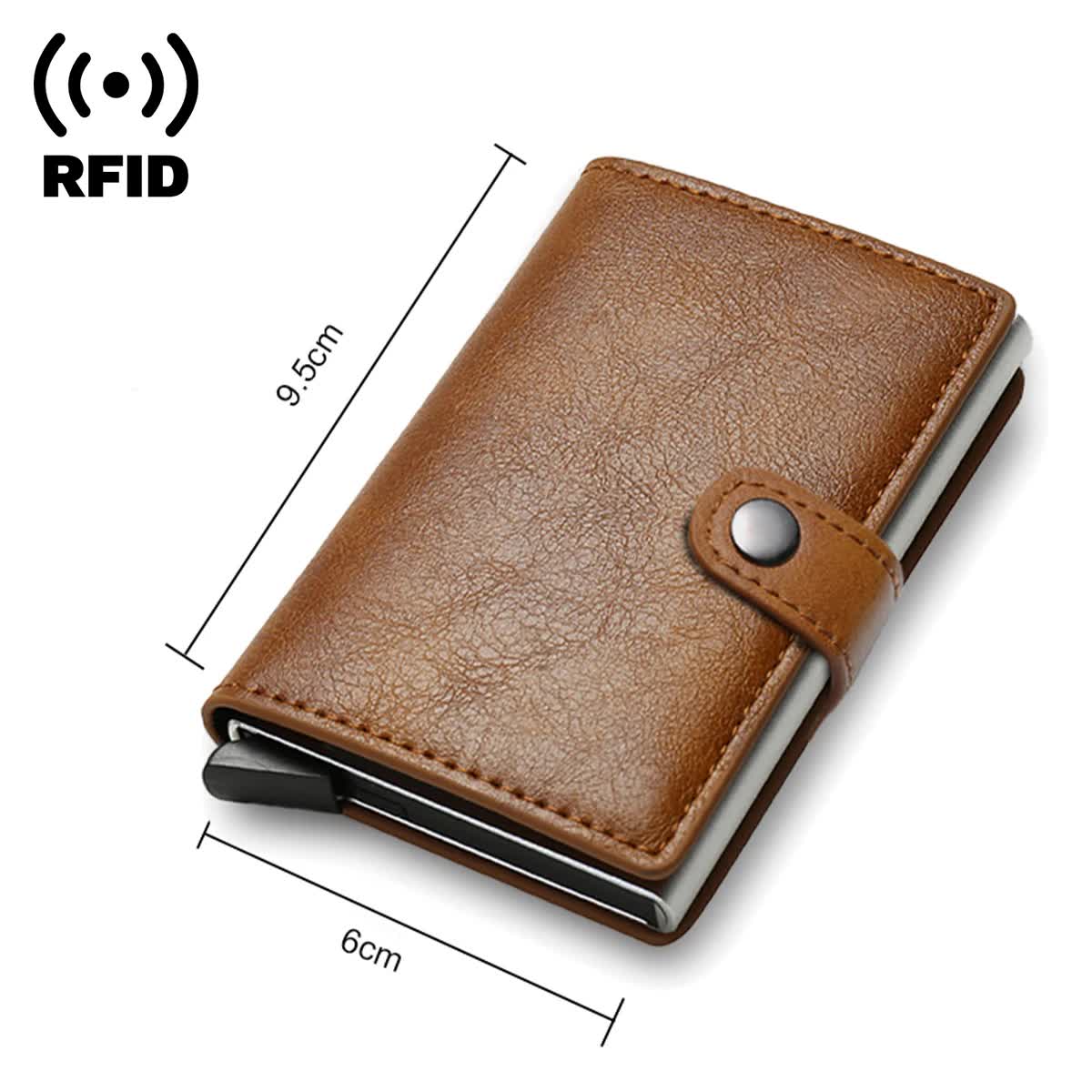 Carbon Fiber RFID Wallet for Men Metal Thin Slim Pop Up Minimalist Small Black Credit Card Holder Compatible with Most Cards