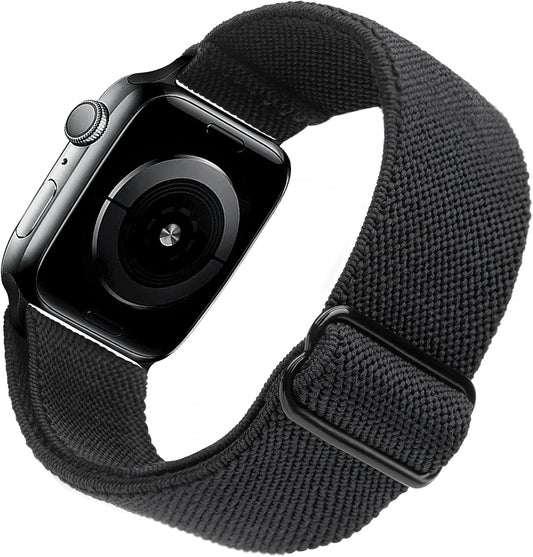 Compatible with Apple Watch Stretch Band Apple Watch 45mm 44mm 42mm Adjustable Sport Bracelet for Men and Women Black