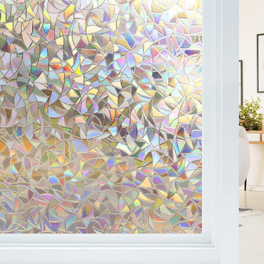 Electrostatic Window Film Anti Glare Anti UV 45x200cm Rainbow 3D Decorative
