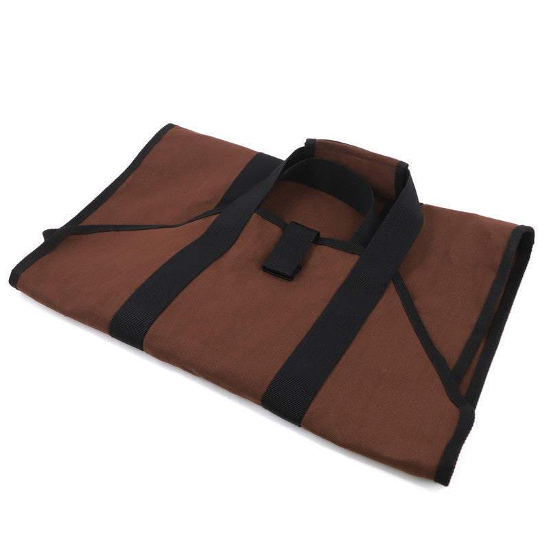 Canvas Firewood Basket Bag Water-Resistant Foldable for Wood-Burning Stoves Camping Accessories
