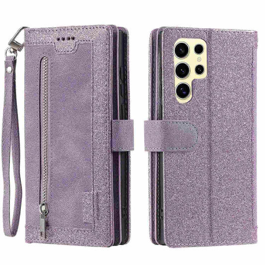 Compatible with Samsung Galaxy S25 Ultra Case PU Leather Wallet Cover with Zipper and 9 Card Slots