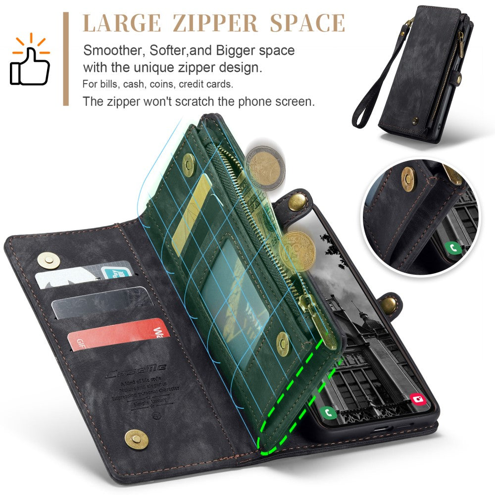 Galaxy S25 Wallet Case with Multi-Slot 2-in-1 Design Black Slim Protective Cover with Card Holder for Compatible with Samsung S25