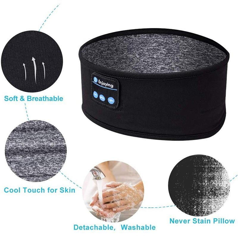 Wireless Headband Headphones Compatible with All Devices for Running Sleeping Music Black