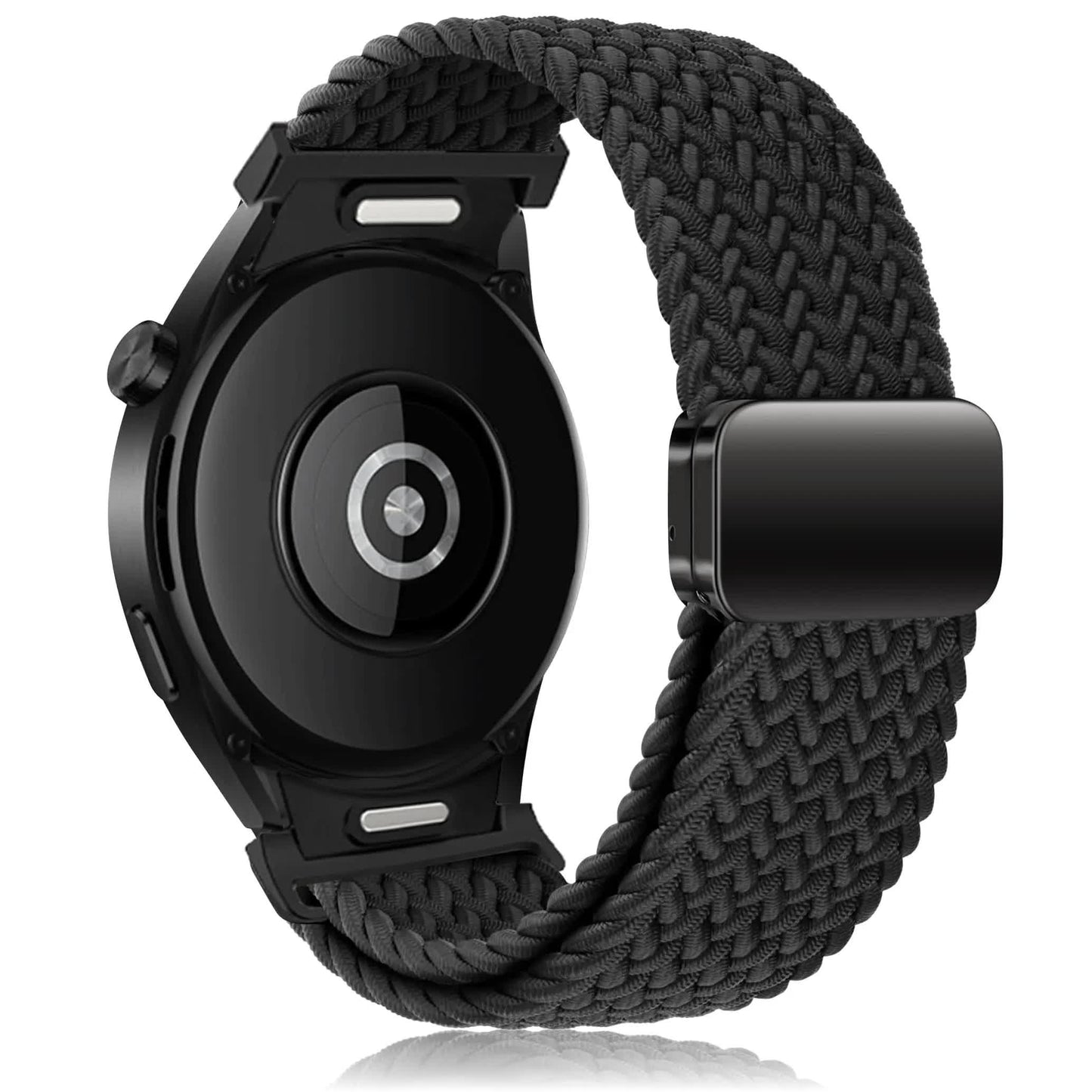Compatible with Samsung Galaxy Watch Band Galaxy Watch 6 Classic 5 Pro 45mm 47mm 43mm 44mm 40mm Magnetic Braided Strap Without Gap Black