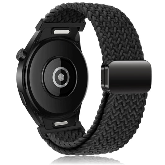 Compatible with Samsung Galaxy Watch Band Galaxy Watch 6 Classic 5 Pro 45mm 47mm 43mm 44mm 40mm Magnetic Braided Strap Without Gap Black