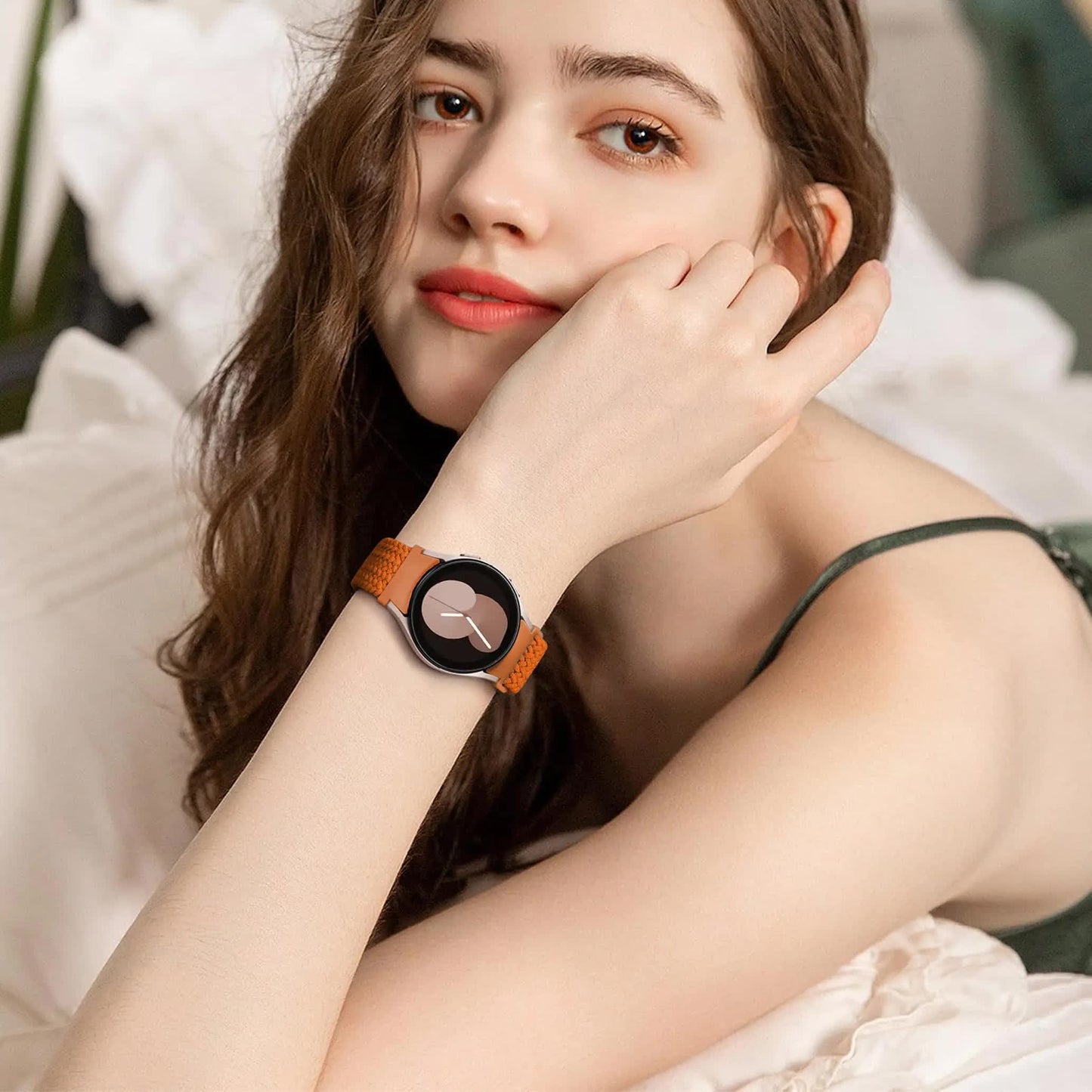 Compatible with Samsung Galaxy Watch Band Galaxy Watch 6 Classic 5 Pro 45mm 47mm 43mm 44mm 40mm Magnetic Braided Strap Without Gap Black