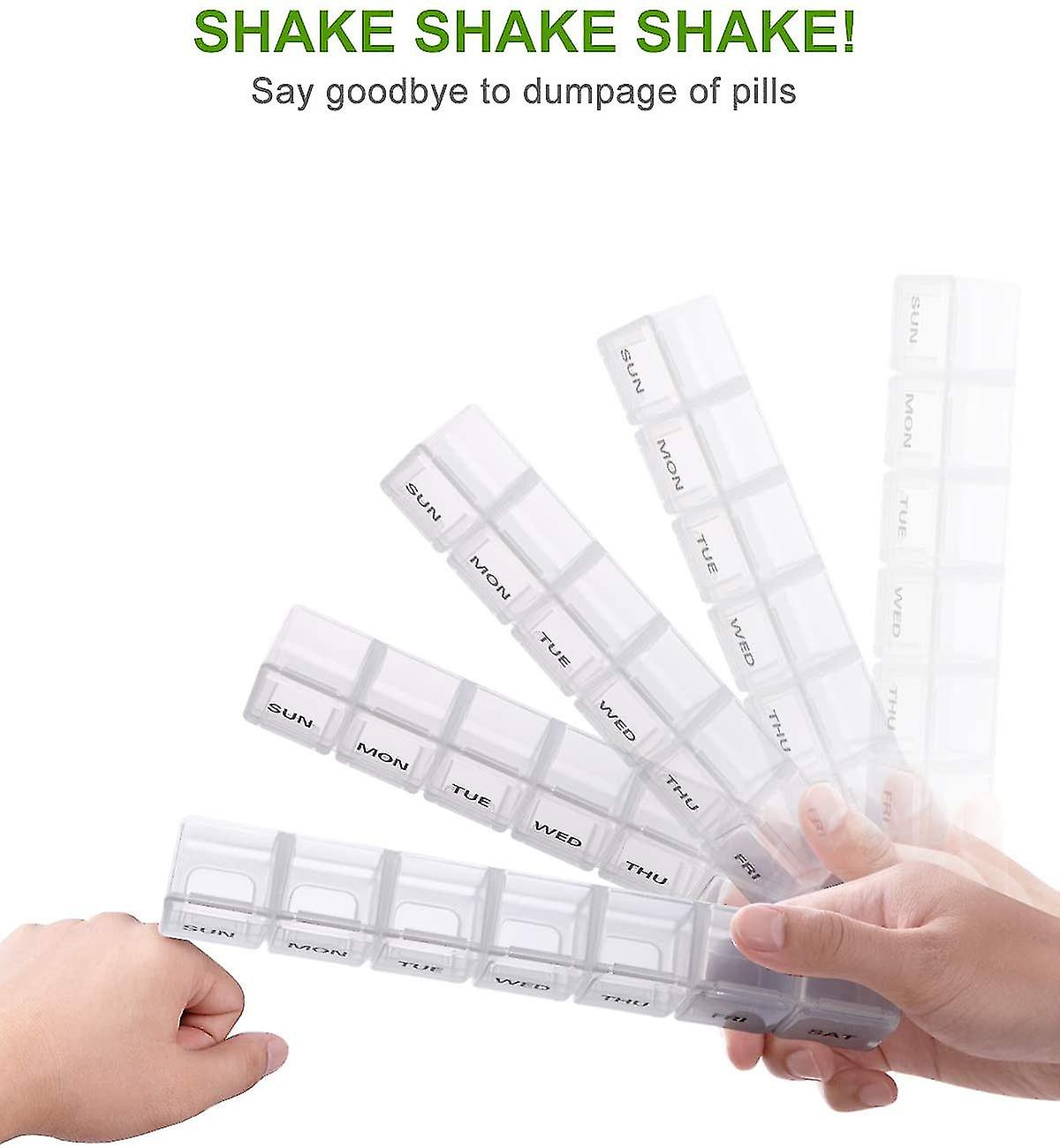 2 pcs Oversized Weekly Pill Organizer Box 2-pack, You Can Carry The Daily Pill Box Oversized Every Week Medicine Box