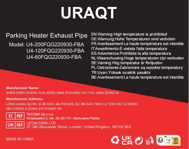 Exhaust Pipe for Parking Heater 60cm Stainless Steel with 2 Clamps Compatible with Diesel Heaters