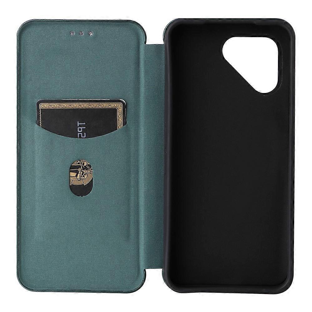 Fairphone 6 Case with Carbon Fiber Texture, Drop-Proof PU Leather Phone Cover Green, Compatible with Fairphone 6
