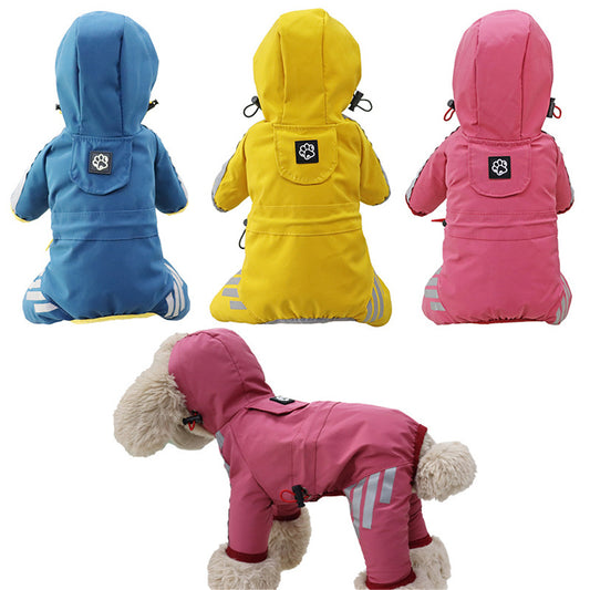 Dog Raincoat Waterproof Pink Hood Jacket Pet Clothing Size L
