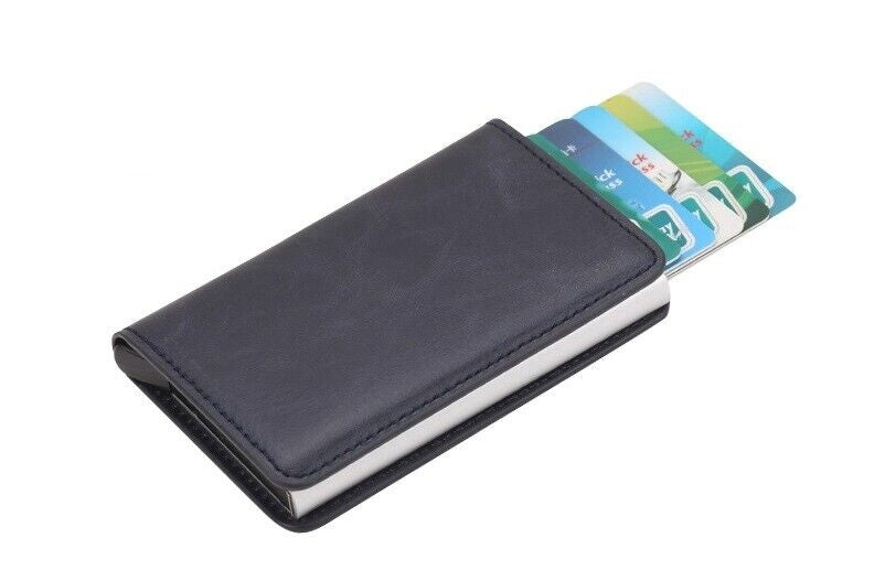 RFID NFC Card Holder Dark Blue Wallet with Protection Security Blocking