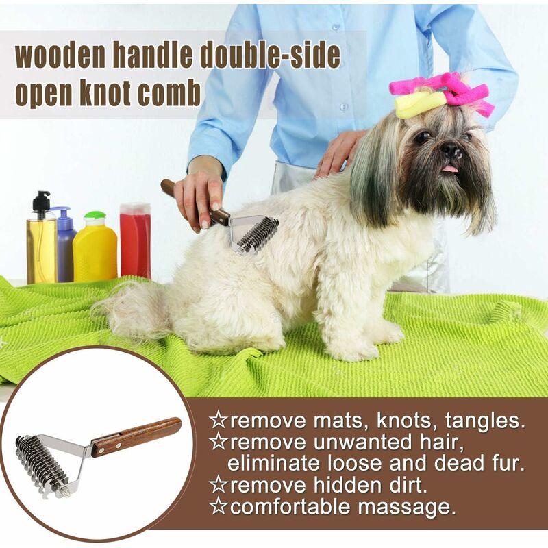 Dog Grooming Brush Coat King Undercoat Comb Dual 17+9 Teeth for Pet Hair Removal Dematting