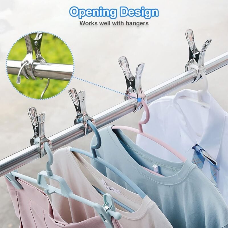 Heavy Duty Stainless Steel Clothes Pegs, Large, 10-Pack, for Sunbeds and Pool Covers
