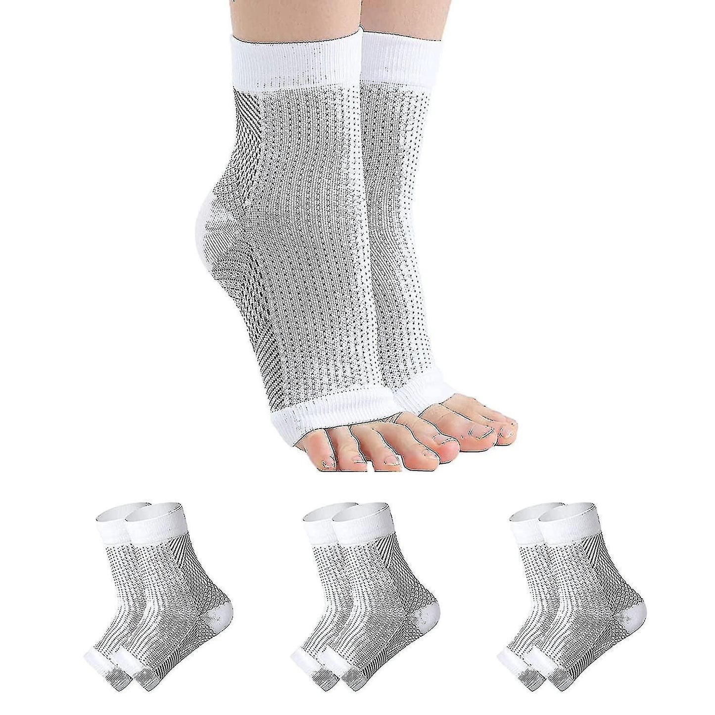 Soothing Neuropathy Socks 3 Pairs, Plantar Fasciitis Tendinitis Relief, White Large X-Large